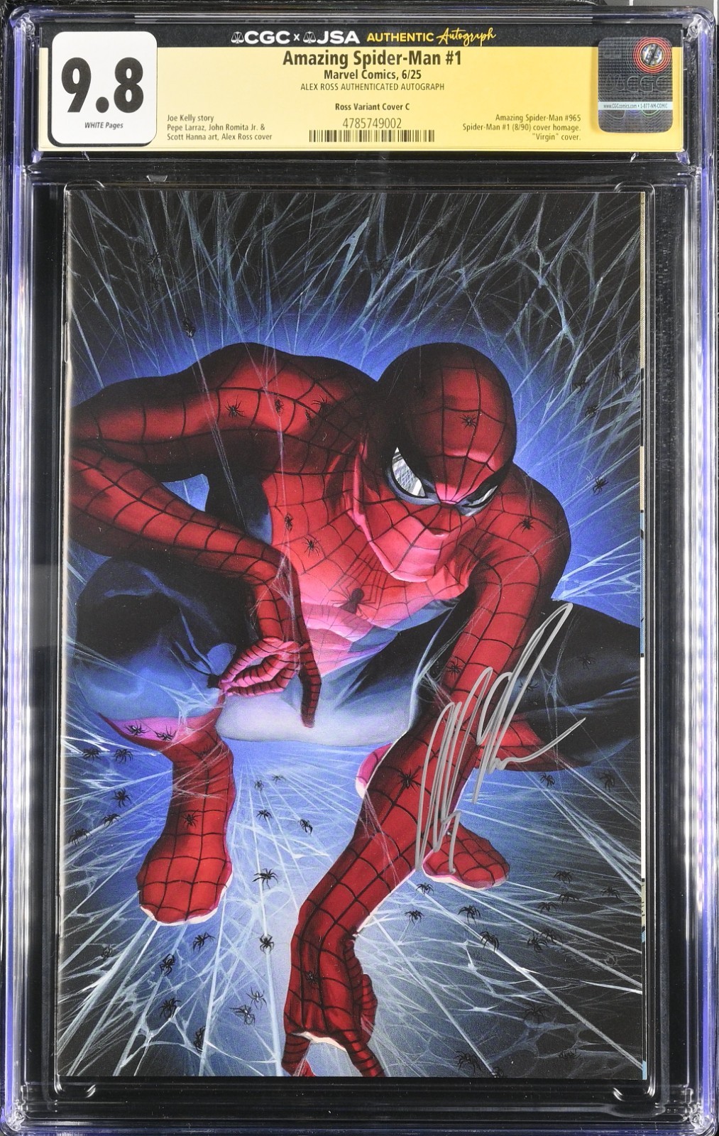 Amazing Spider-Man #1 CGC 9.8 Alex Ross Signed JSA Virgin Homage ASM 965