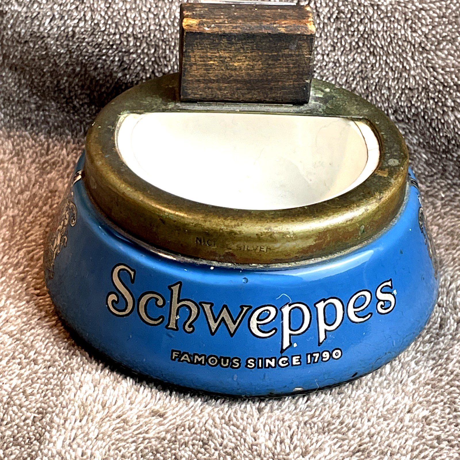 Antique 1920s Schweppes Match Striker Stourbridge SG Ware British Pub Holder