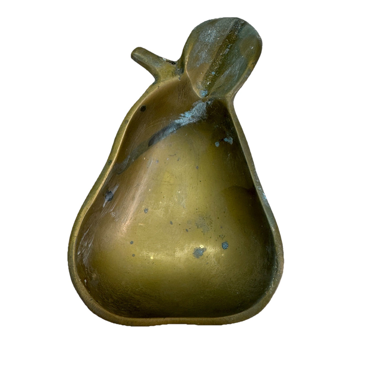 Vintage Solid Brass Pear Dish 5” Trinket Bowl Catchall Decor