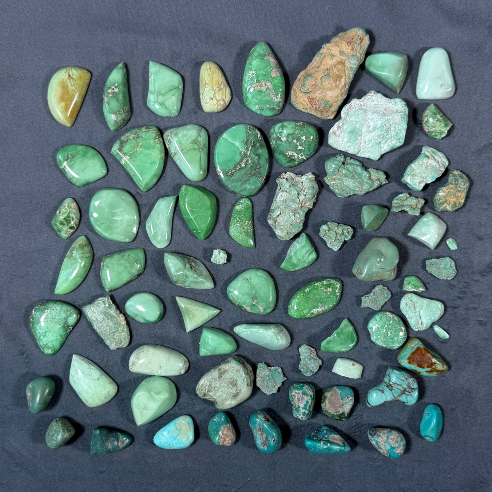 Huge Lot Green/Blue turquoise Stone Rough Tumbled /Polished 525g