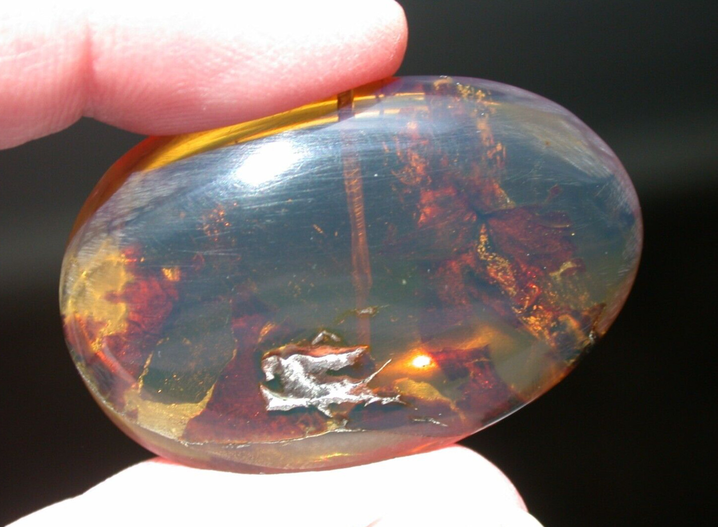 Beautiful Large Purple Burmese Amber Fossil with Mineral Deposits 8.8 g