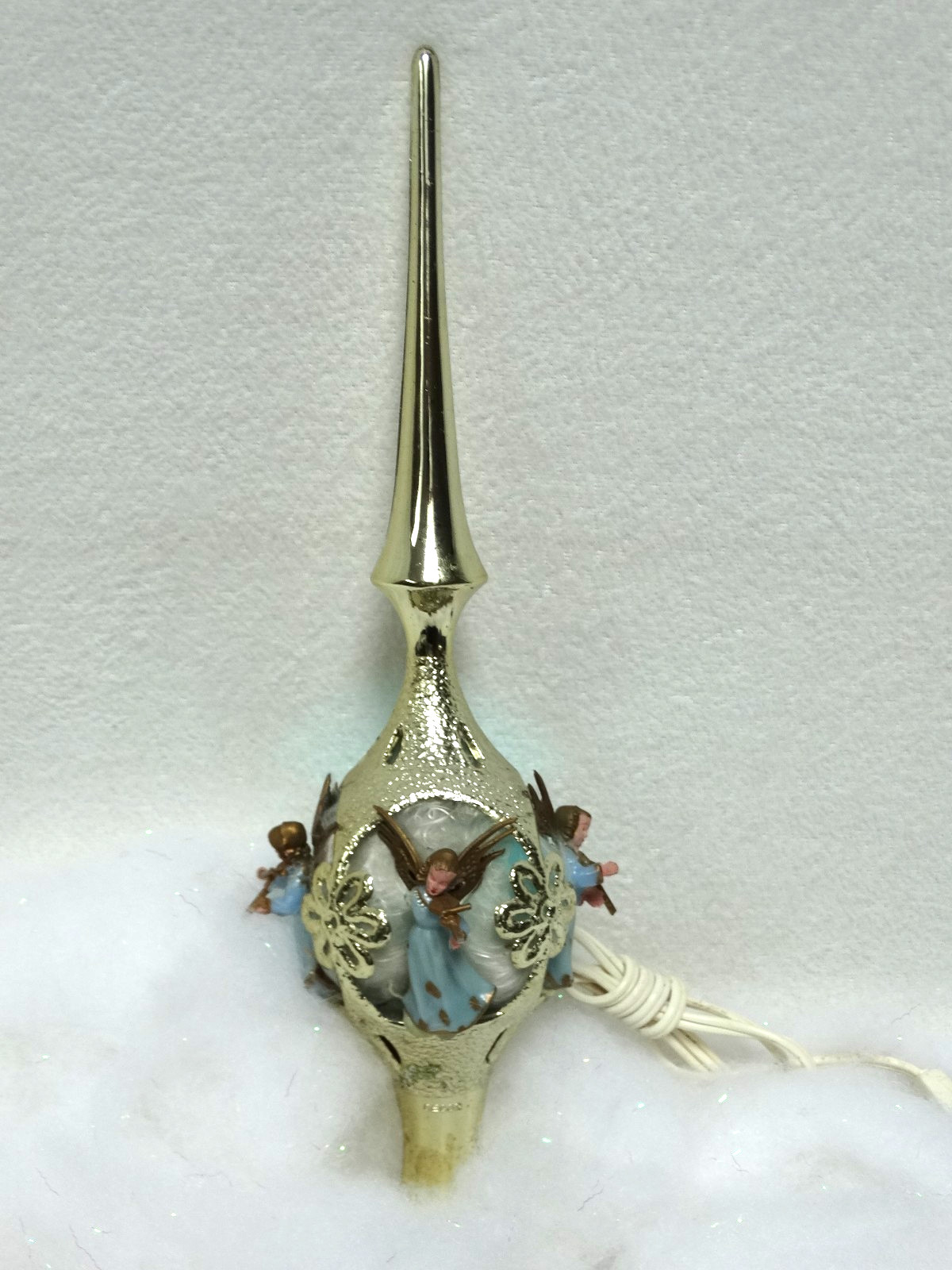 Vintage Late 1950\'s Jewelbrite Electrified Diorama Angel Christmas Tree Topper