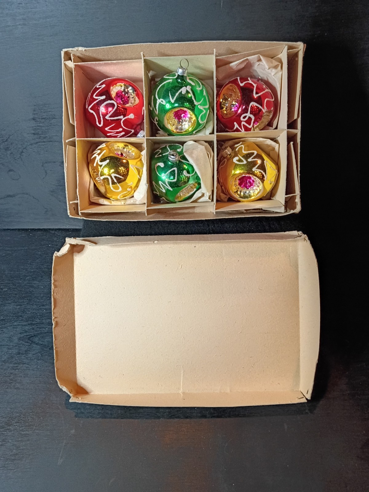 Vtg 1950s West Germany Mercury Glass Indent Reflector Christmas Set of 6 Mint 🎄
