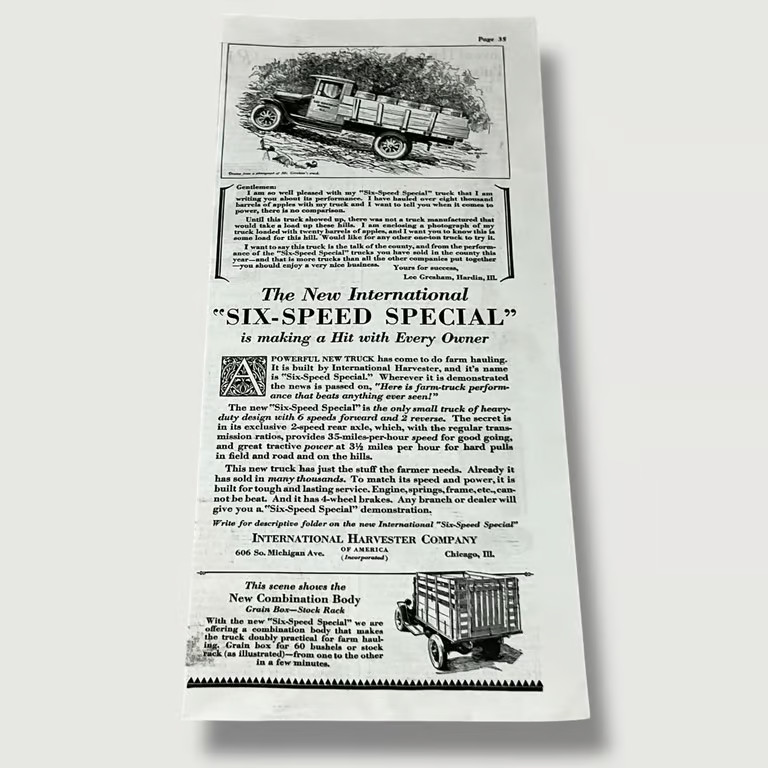 1929 International Harvester Truck The New International Six Speed Vintage Ad N