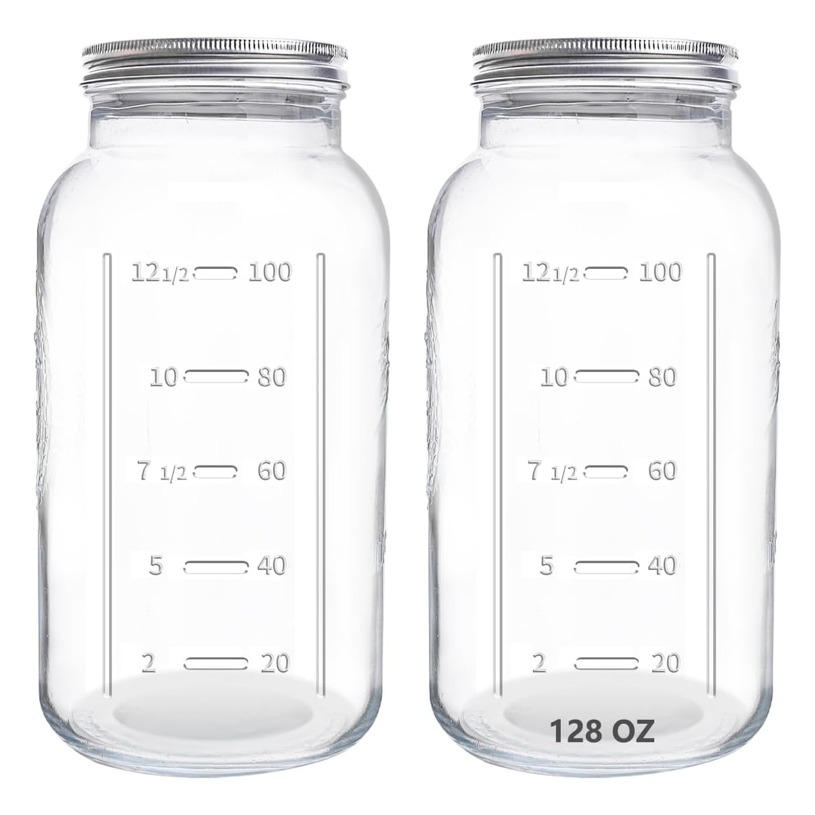 128 oz Mason Jars Extra Wide Mouth 2 Pack, 1 Gallon Glass Large Jars with