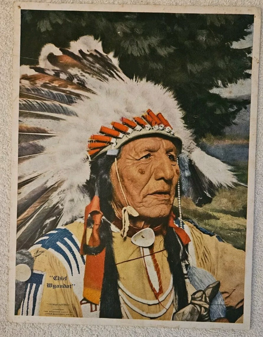 Vintage Original Chief Wyandot Color Painting - Print 9