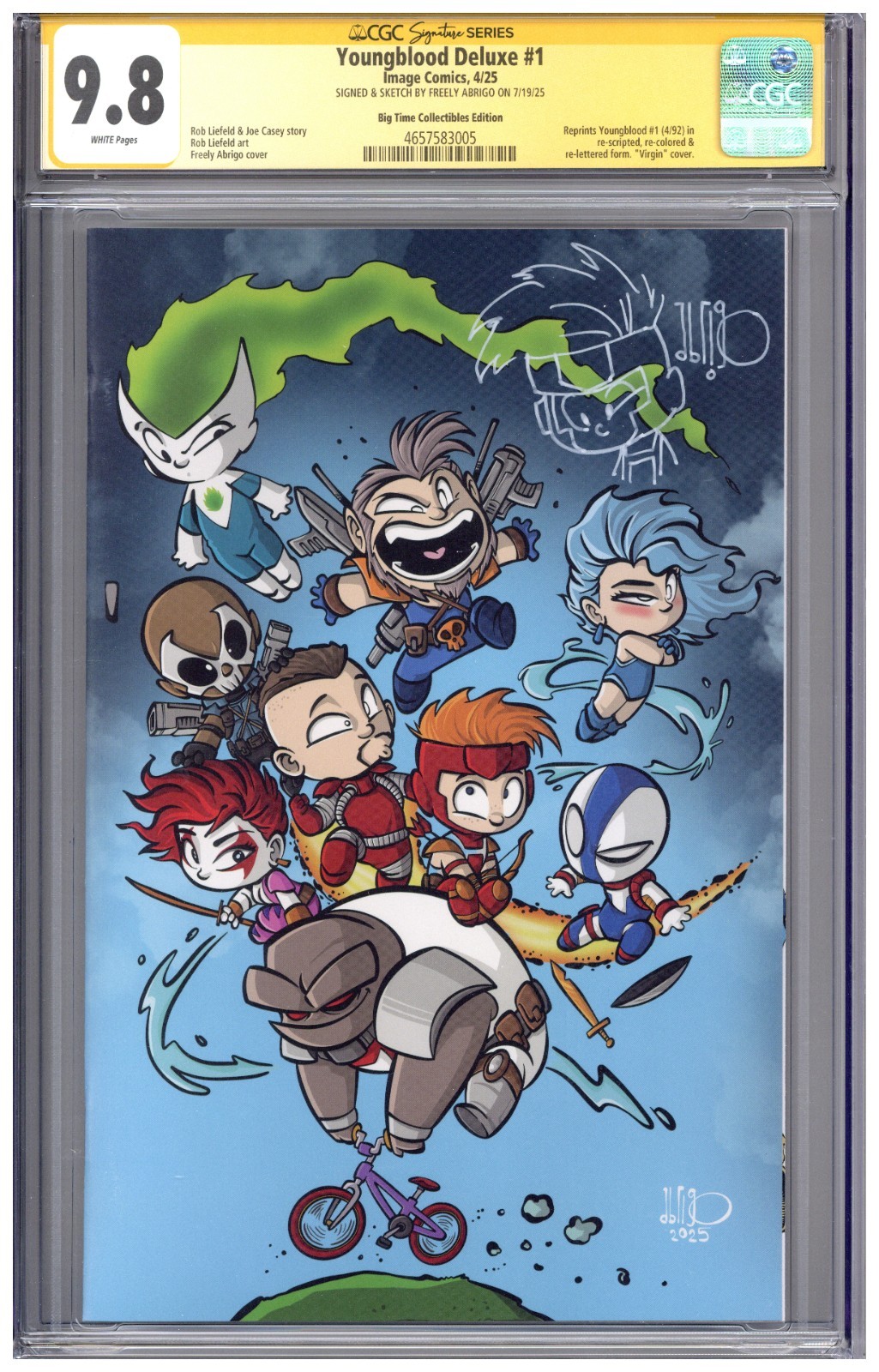 Youngblood Deluxe #1 CGC 9.8 SS BTC Signed Sketch Freely Abrigo Variant Liefeld