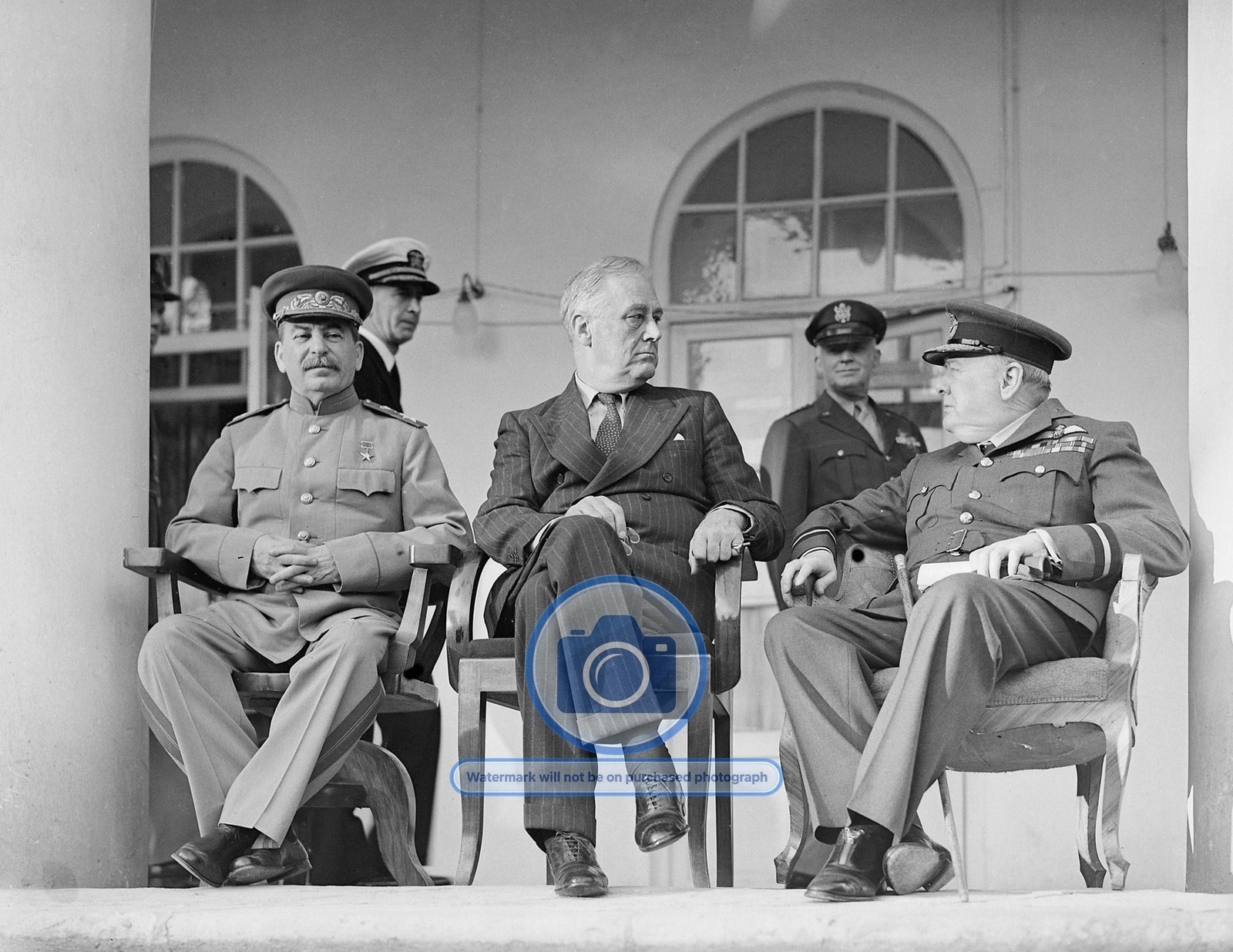 STALIN ROOSEVELT CHURCHILL TEHERAN CONFERENCE 1943 8.5X11 PHOTO