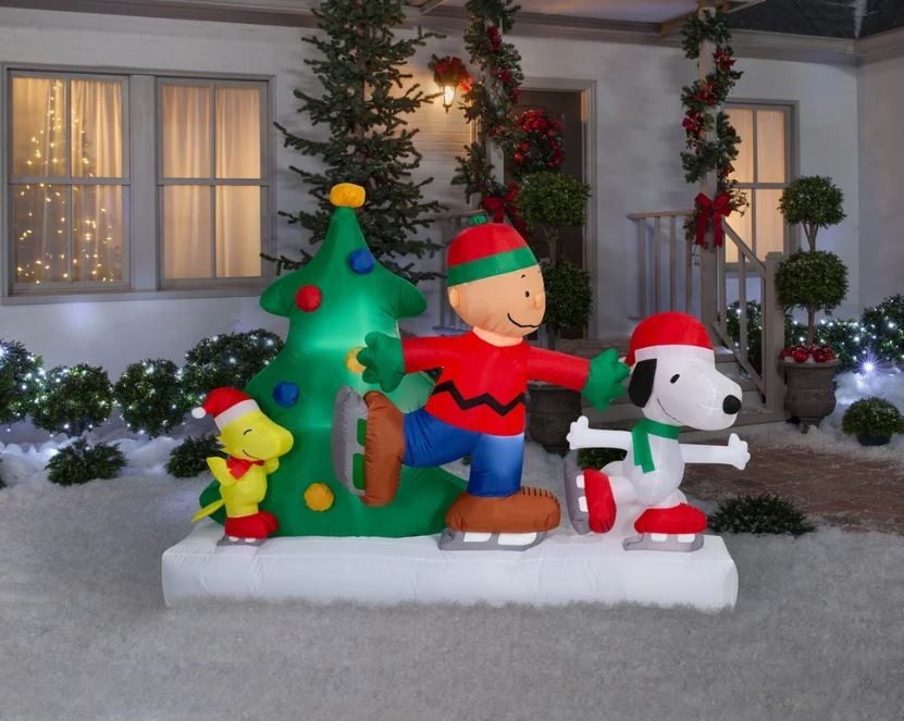 6.5 FT PEANUTS ICE SKATING SCENE W CHARLIE BROWN AIRBLOWN INFLATABLE * PRESALE *