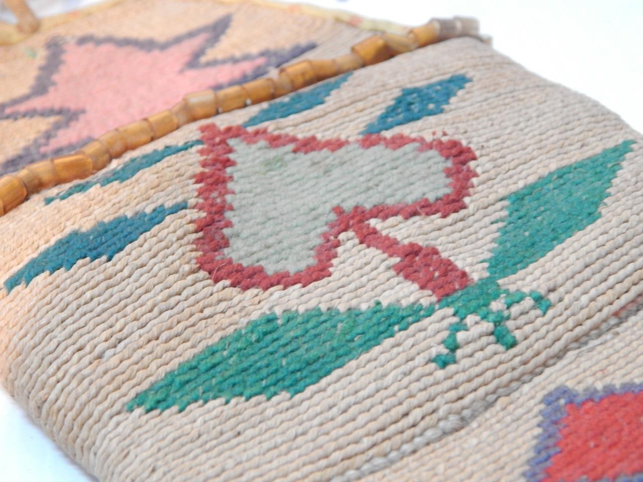 RARE FIND ANTIQUE c1890-1915 NEZ PERCE' PLATEAU INDIAN CORNHUSK WALL POUCH