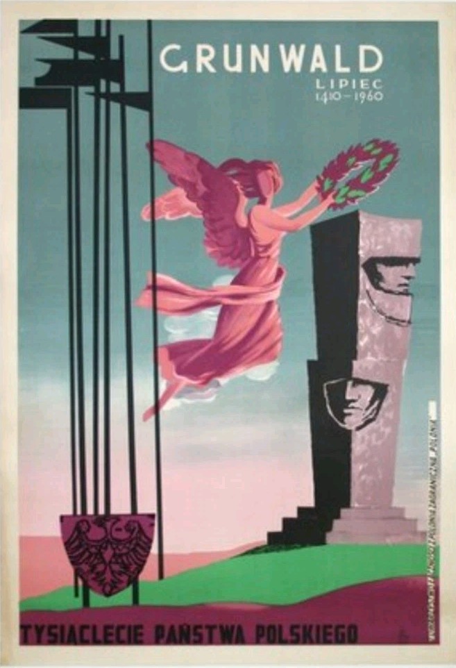 old poster Gronowski, Tadeusz (1894-1990) Grunwald Lipiec Original.Poland