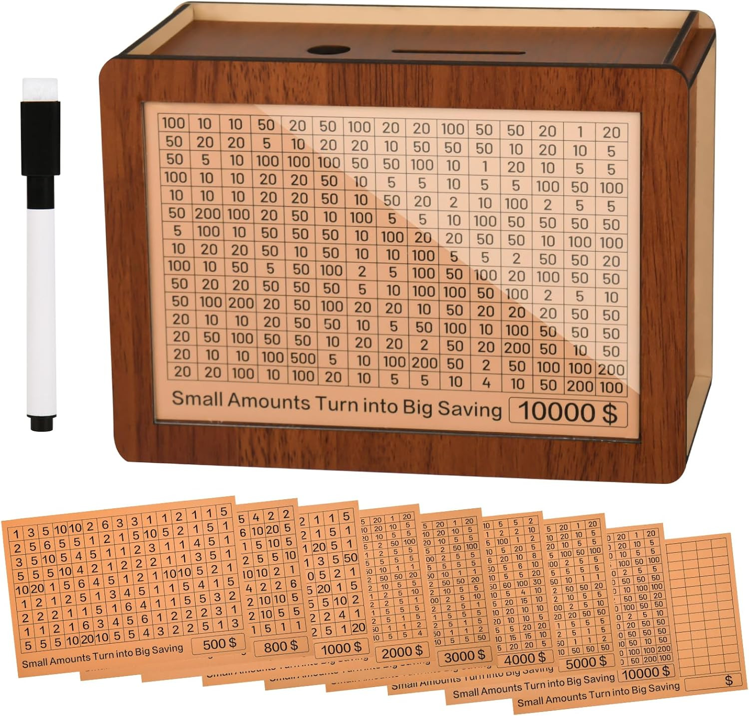 10000 Kakeibo Wooden Money Saving Challenge Box Cash Vault Piggy Bank for Adults 10000 Kakeibo Wooden Money Saving Challenge Box Cash Vault Piggy Bank for Adults