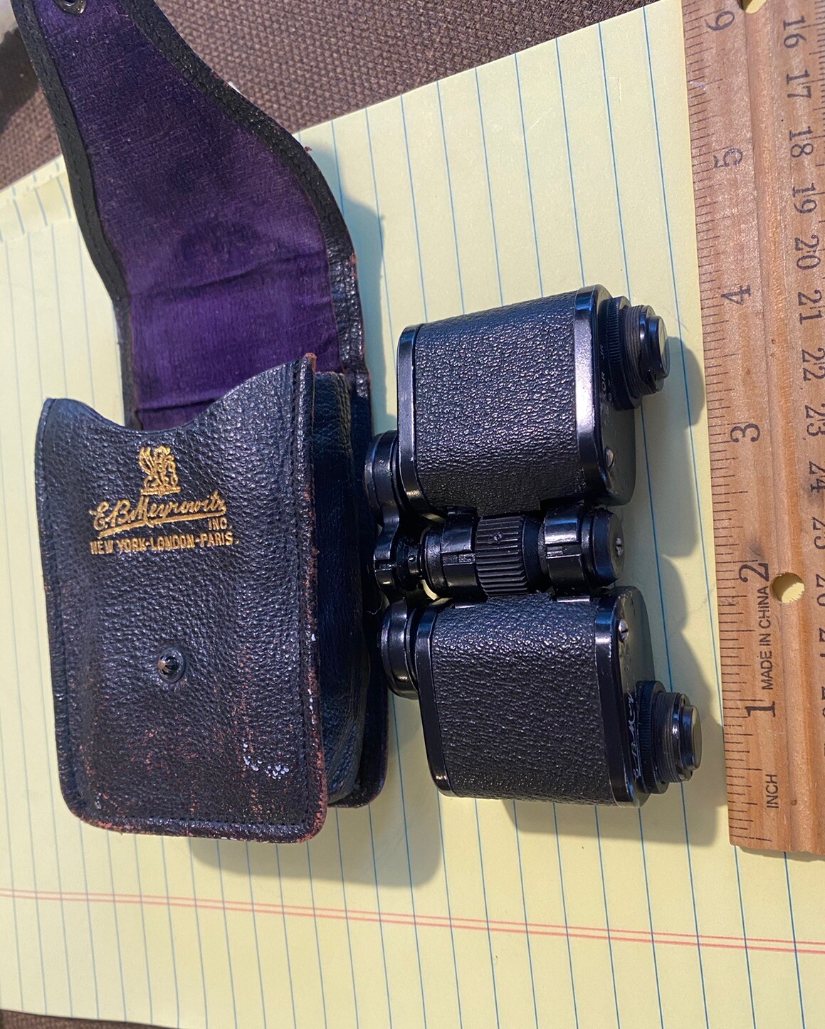 Vintage EB Meyrowitz Luxor Jr Miniature 6x Binoculars Opera Glasses w Case WORKS
