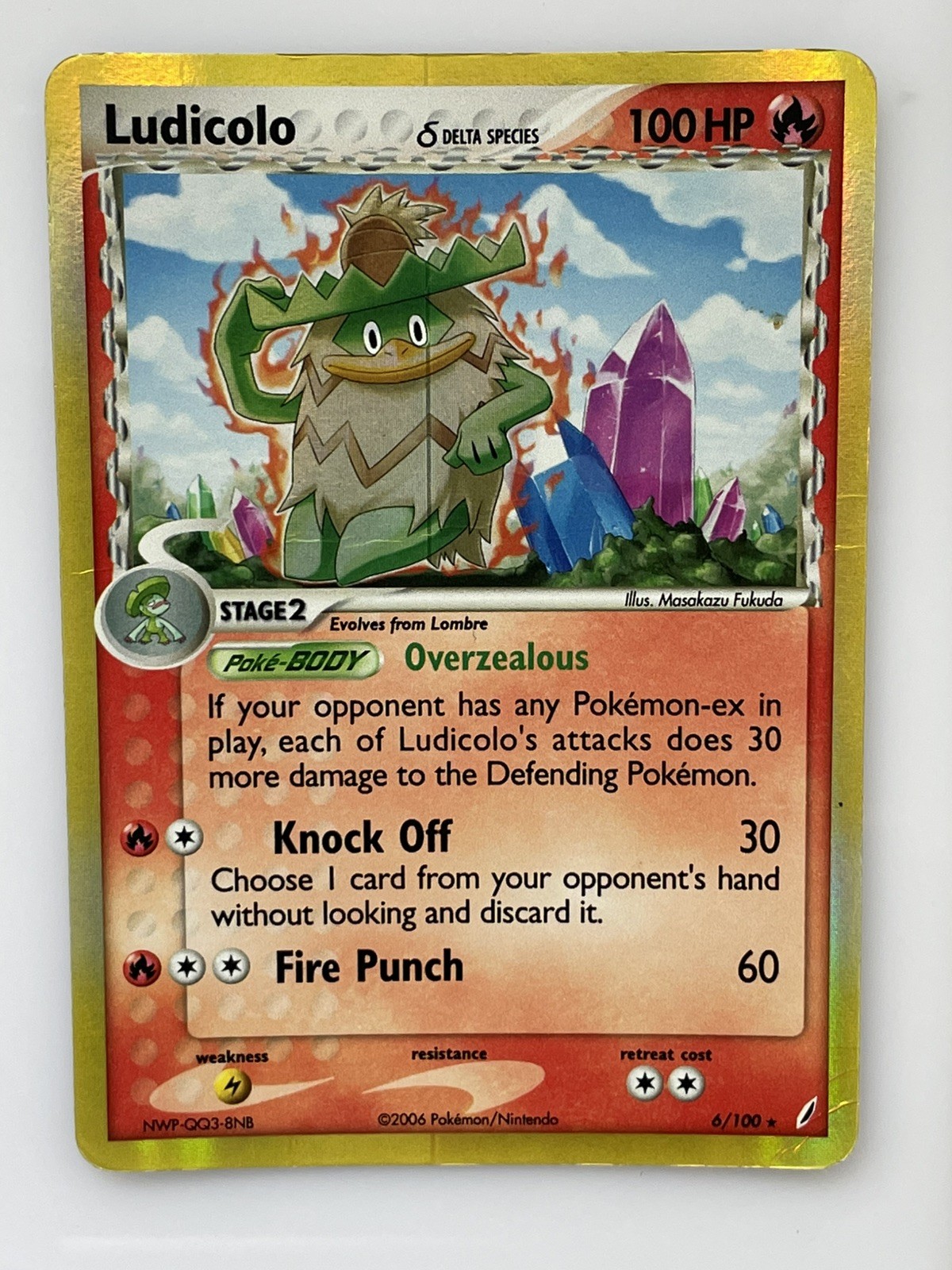 Ludicolo 6/100 Ex Crystal Guardians Stamped Reverse Holo Rare Heavy Play 2006