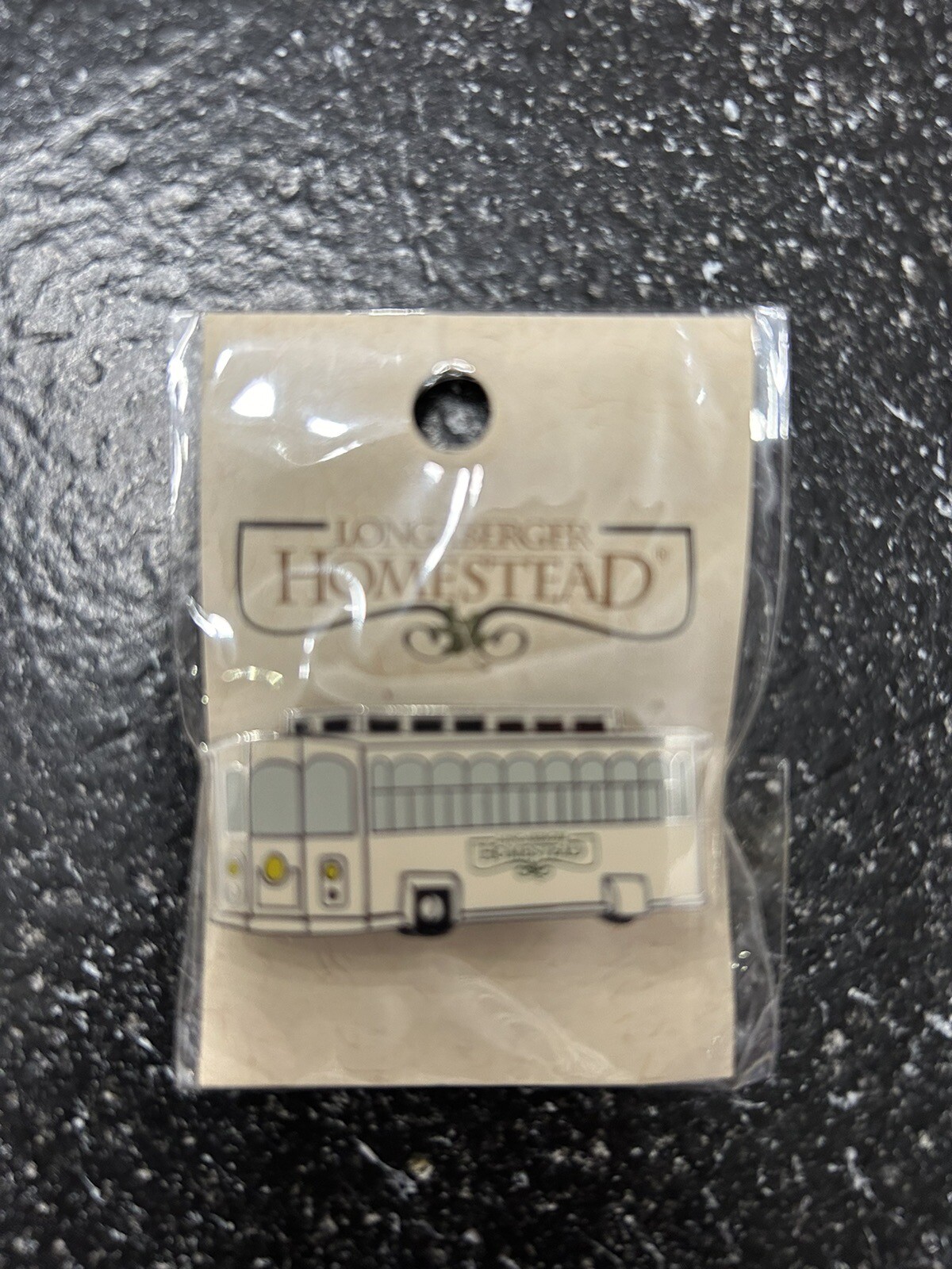 Factory Sealed LONGABERGER Homestead Trolley Bus Brooch PIN Vintage 