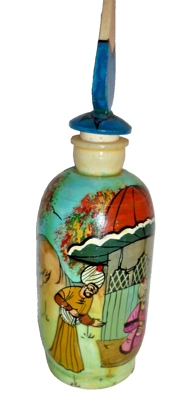 Antique Ottoman Hand Painted Perfume Snuff Bottle W/ Dropper