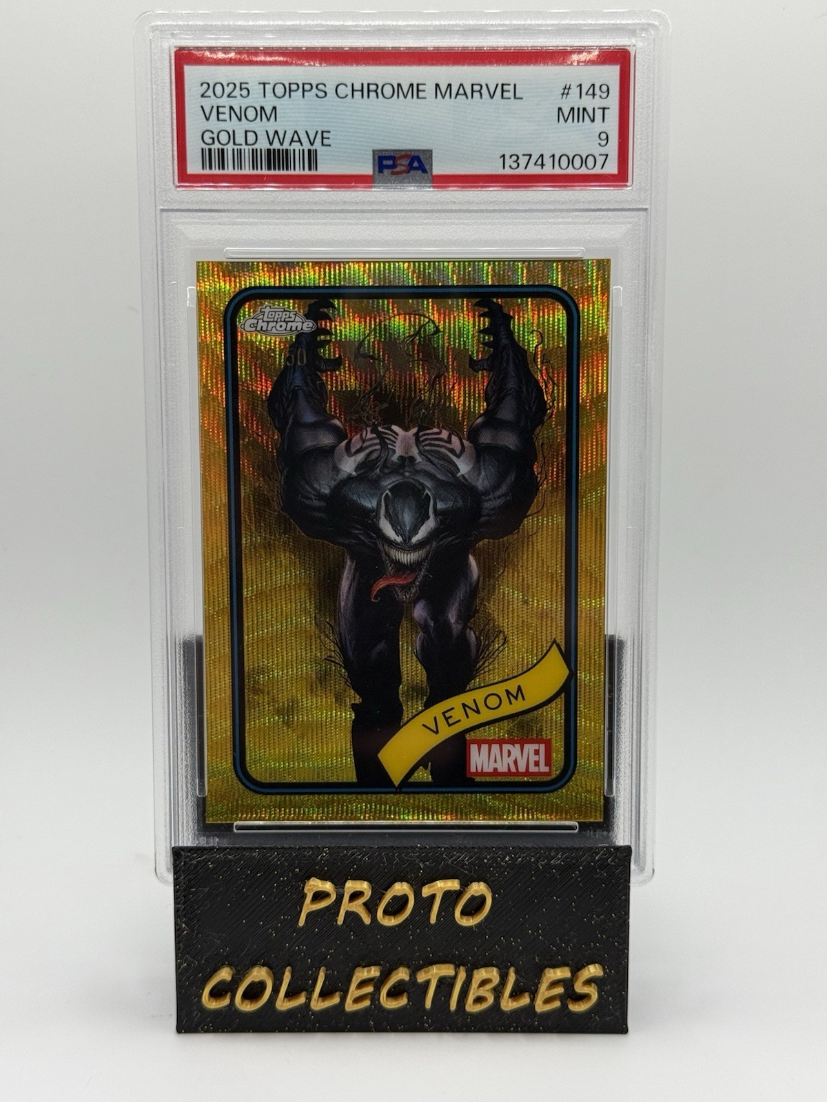2025 Topps Chrome Marvel Venom Gold Wave Refractor /50 #149 PSA 9