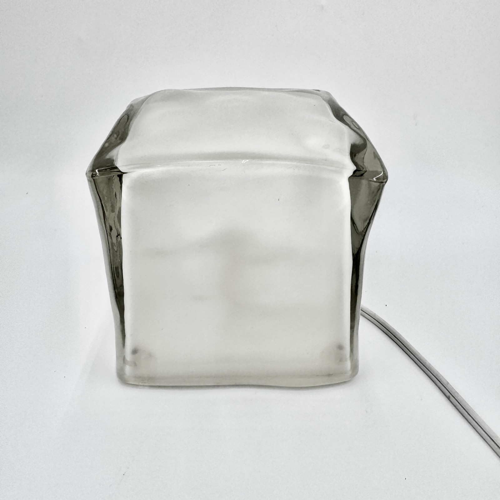 Rare Vintage 1990s IKEA Iviken Ice Cube Table Lamp Frosted Glass Block HTF