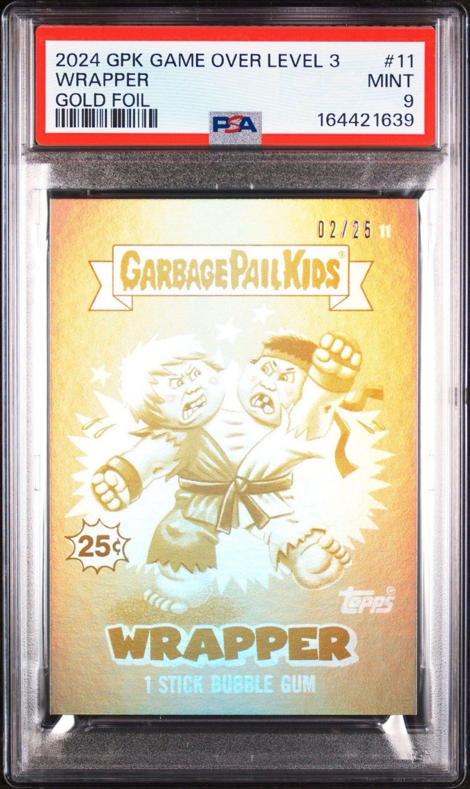 Topps 2024 GPK Game Over Level 3 Wrapper #11 Gold /25 PSA 9 STREET FIGHTER