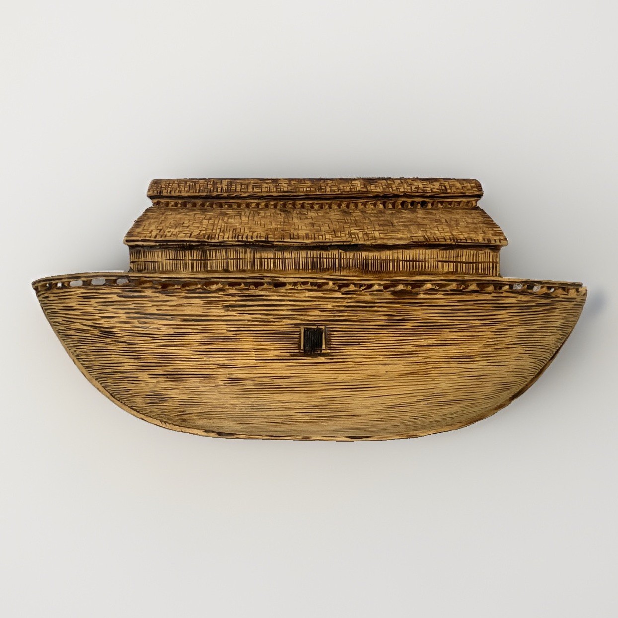 Hand Carved Noah’s Ark Signed Willie Logan ’99 Vintage Folk Art Wood Sculpture