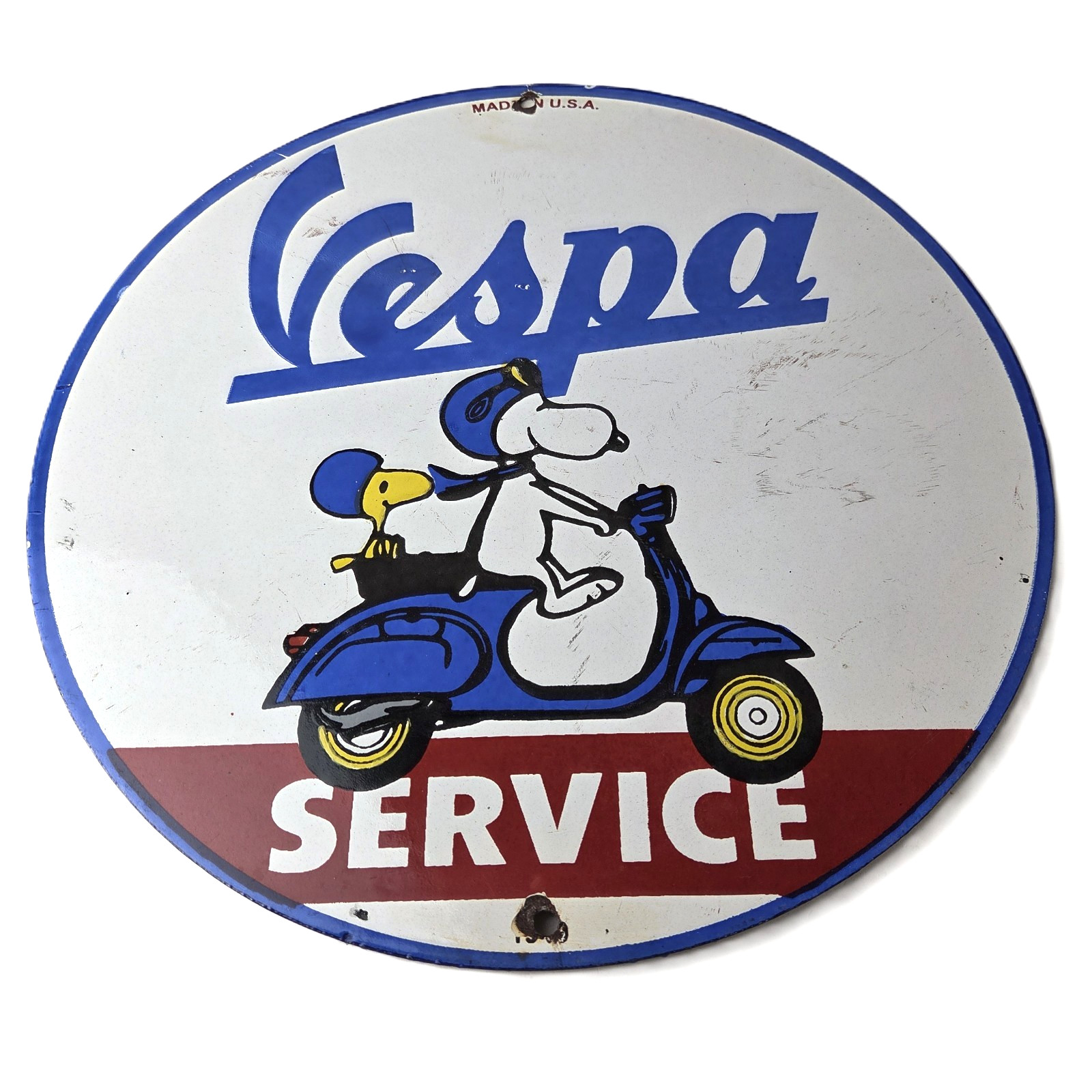 Vintage Vespa Sign - Snoopy Gas Service Station Porcelain Advertising Sign