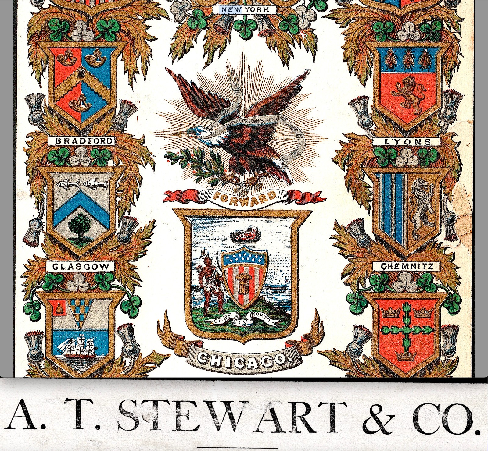 Stewart Dept Stores 1800\'s -RARE- Marble Palace Global Empire Trade Card SR.H.Sc