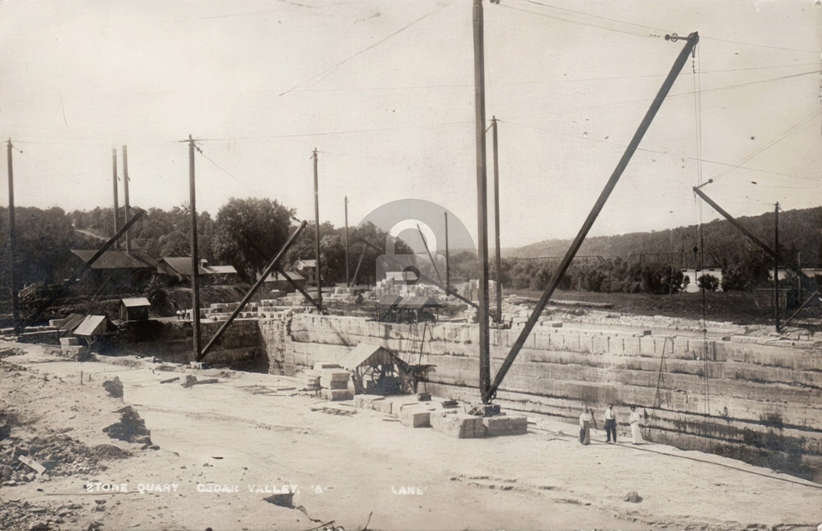 Cedar Valley IA Iowa 1908 QUARRY OPERATION Mine RPPC Photo Postcard COPY