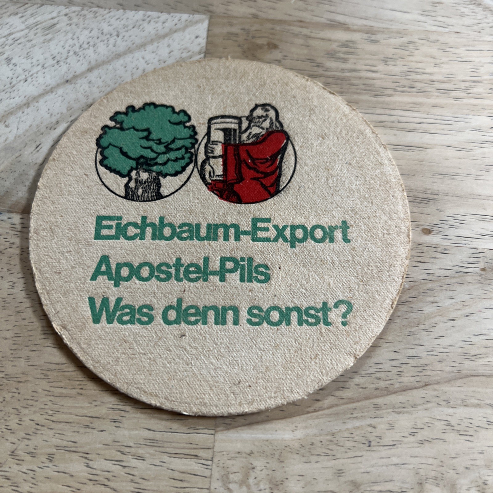 Vintage Eichbaum Beer Coaster - Retro Apostel-Pils Dialect Cartoon 