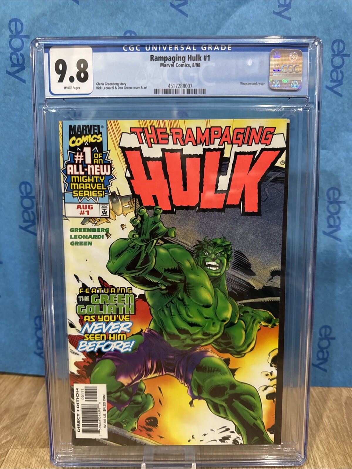 THE RAMPAGING HULK #1 August 1998 Thunderbolt Ross Rick Jones Cgc 9.8 Graded
