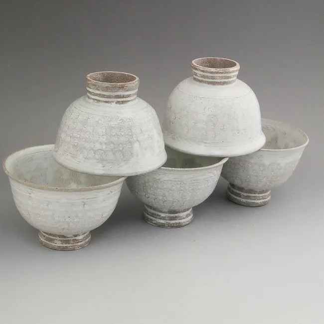 Kyoto Ware Kiyomizu Ware Teacup Set White Flower Kagetsu 9.5cm (3.7in)