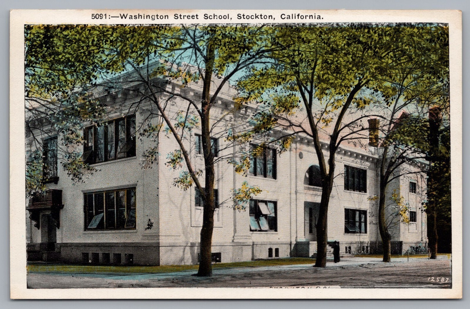 Washington Street School, Stockton, California. Vintage Postcard TS-95