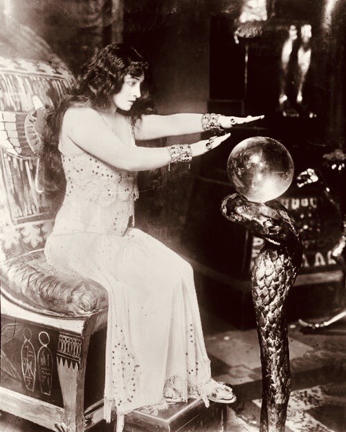 Antique Victorian Psychic Medium Witch With Crystal Ball Gothic Print