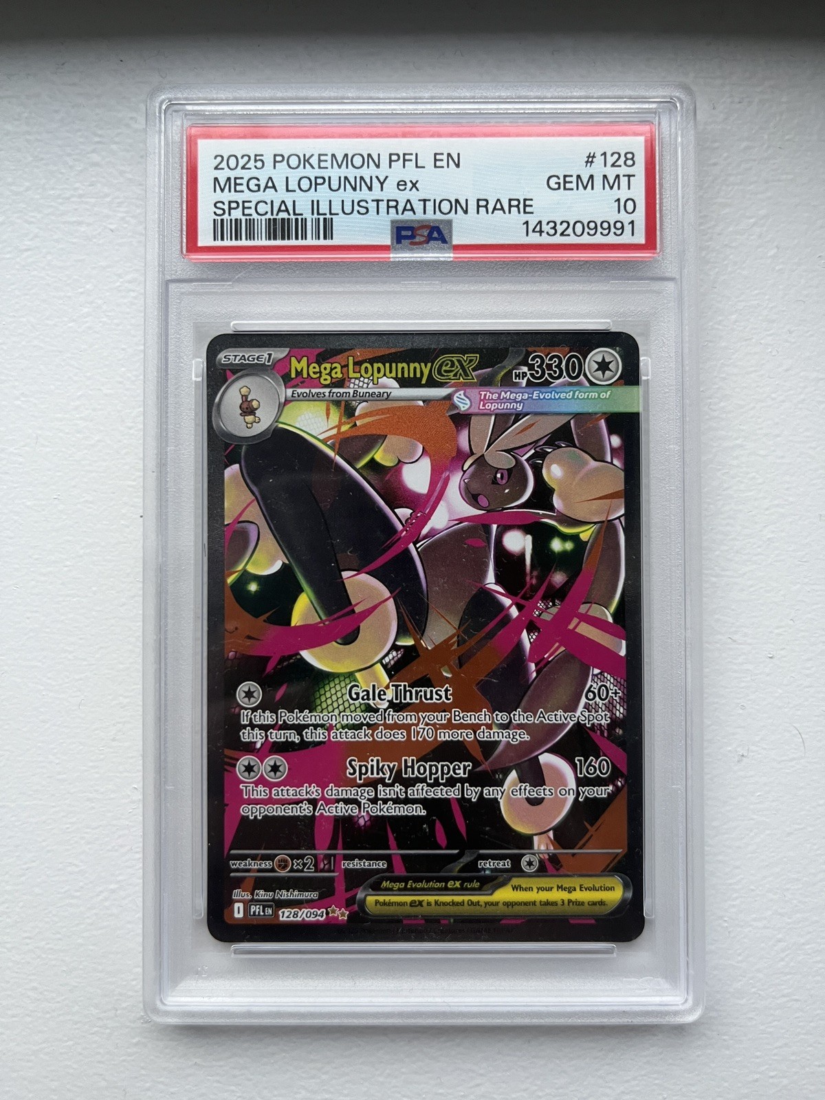 2025 POKEMON PFL EN-PHANTASMAL FLAMES #128 MEGA LOPUNNY EX PSA 10