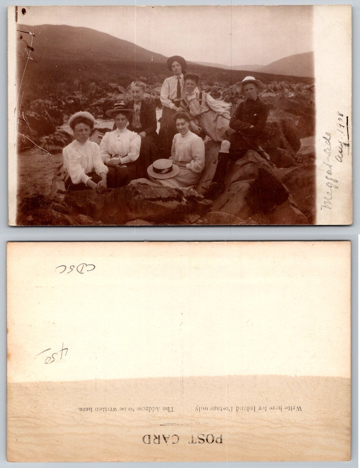 RPPC Megget-side Scotland 1908 Group Portrait Vintage Postcard Scottish Borders
