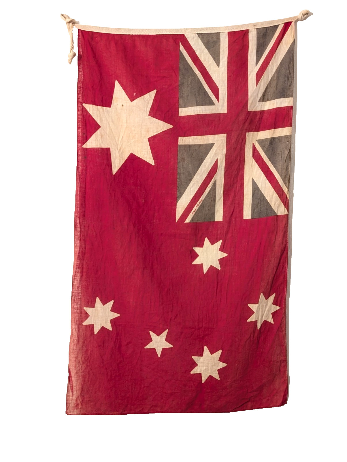 Antique Australian Red Ensign Union Jack Flag 1910's WW1 Era Merchant Ship