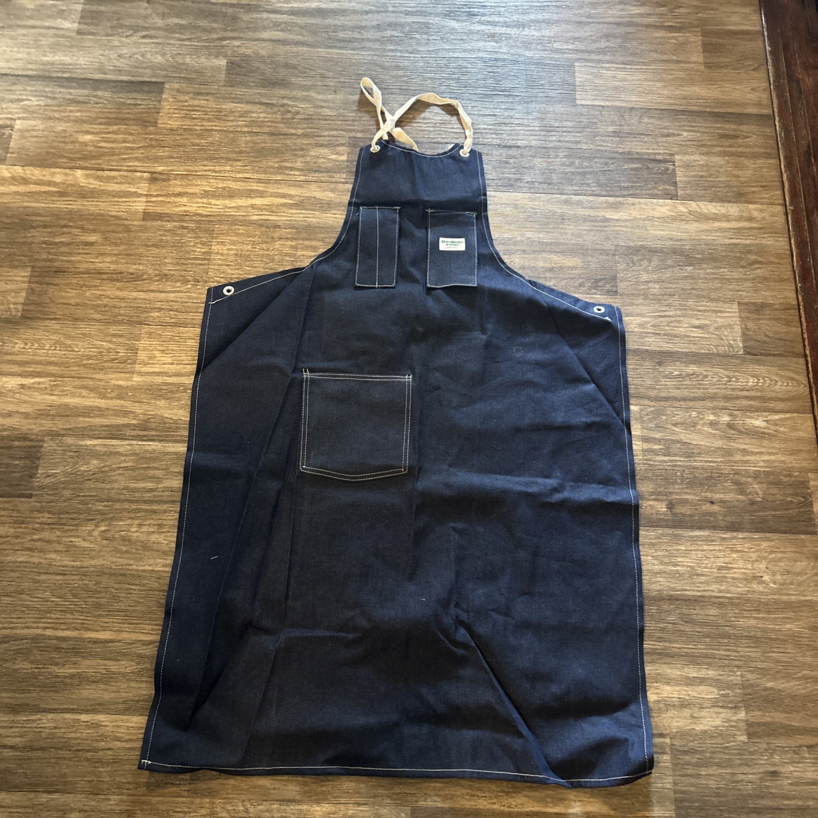 Vintage Osh Kosh B'Gosh Work Shop Apron Union Made Blue Denim USA W/ Small Stain