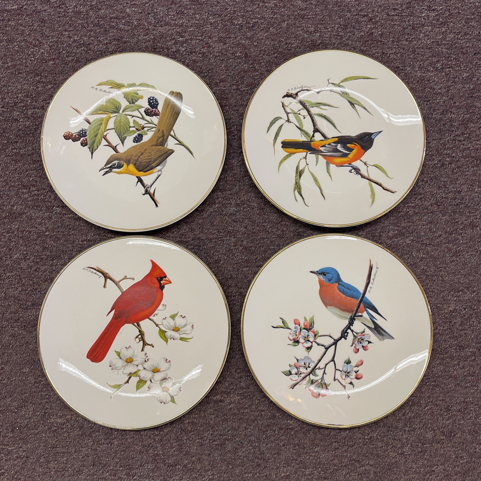 4 Vtg Avon Special Edition North American SONGBIRD Bird Plates by Don Eckelberry