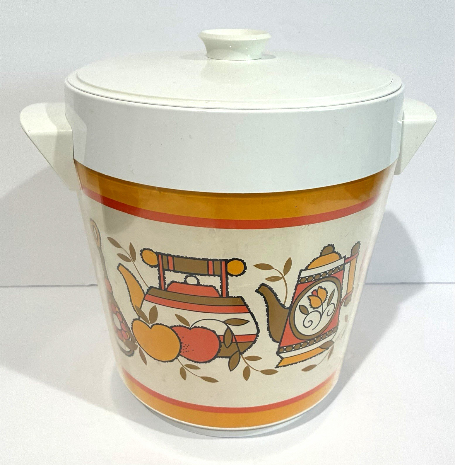 Vintage Thermo-Serv Ice Bucket 1970s Daybreak Pattern Retro MCM Barware 