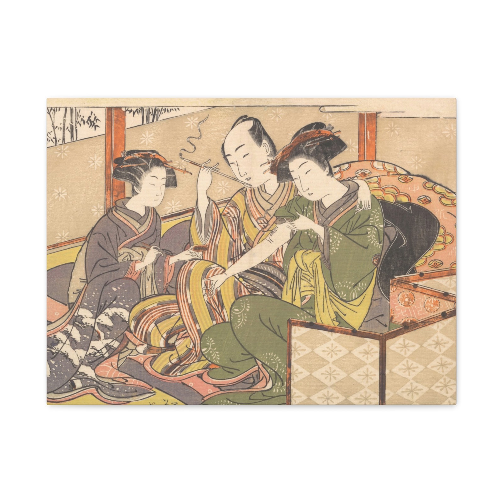 Kitao Shigemasa - Servant Applying Medicinal to Geisha\'s Arm - - Canvas Wall Art
