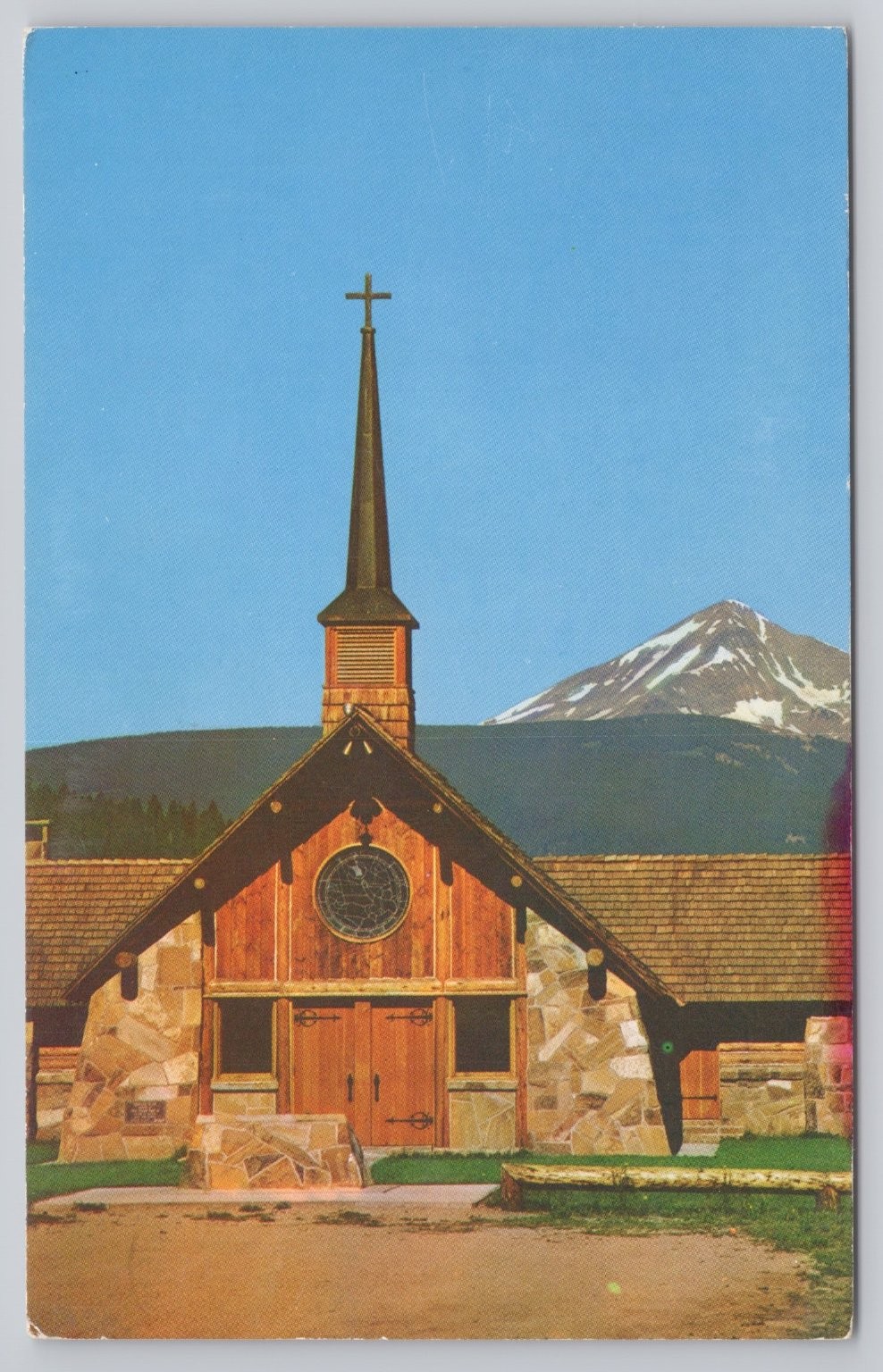 Soldier's Chapel Lone Mountain Montana Postcard 1968 Yellowstone Posted