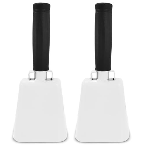 2 Pack 7 Inch Steel Cowbells with Handle for Sports Parties Noise Makers