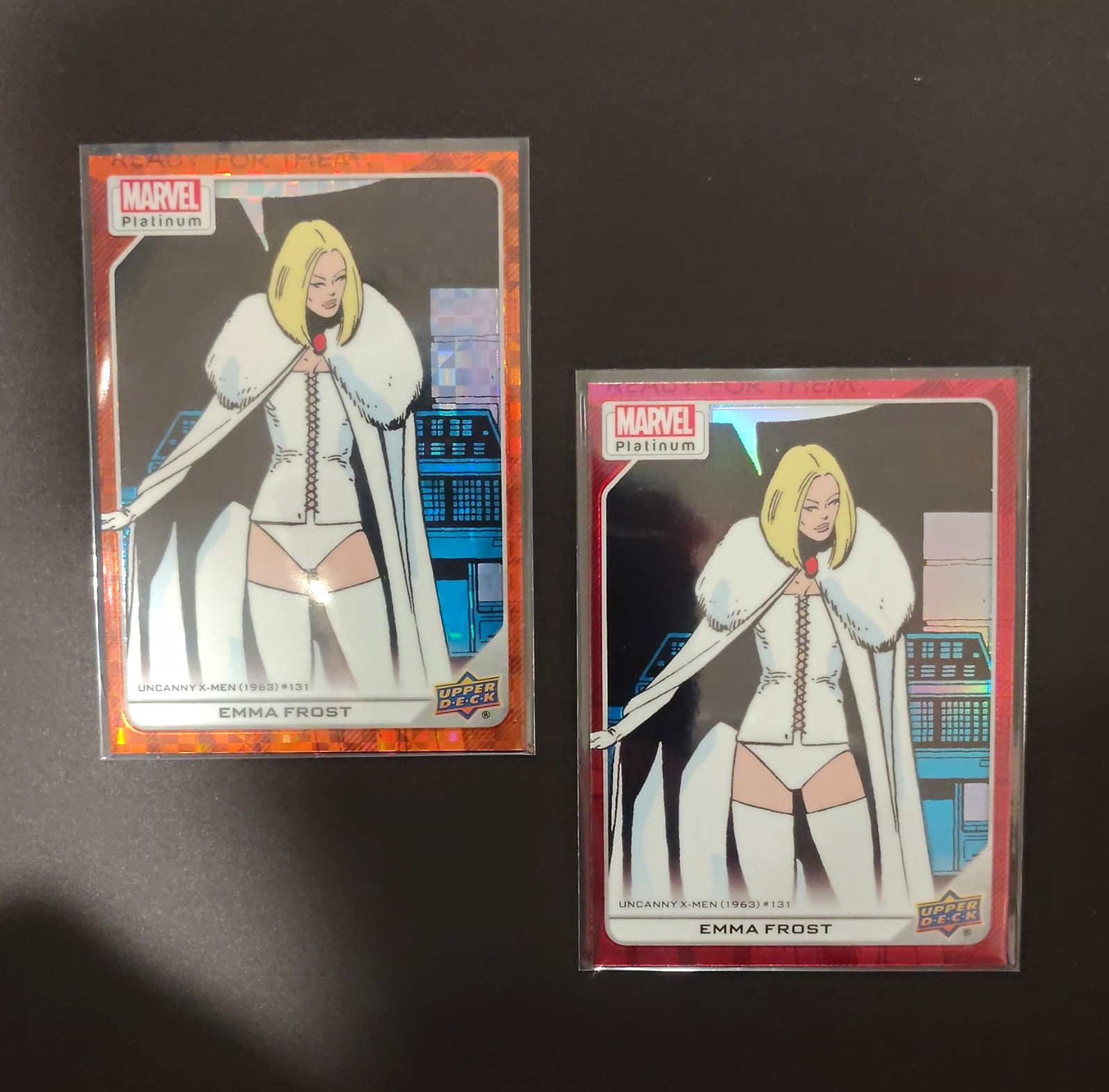 Upper Deck 2022 Marvel Platinum Emma Frost Orange Checkered 18/33 Red Rainbow