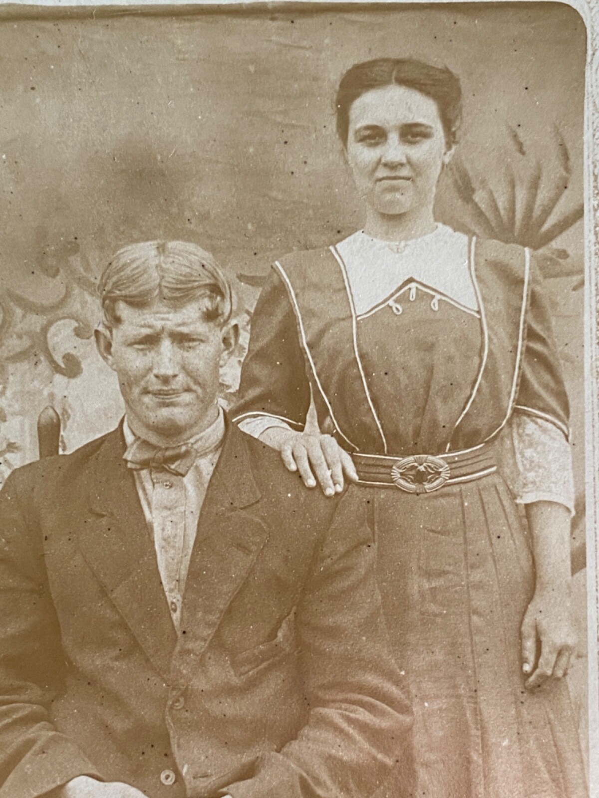 1912 RPPC - MARION, INDIANA antique real photo postcard NEWLY MARRIED COUPLE