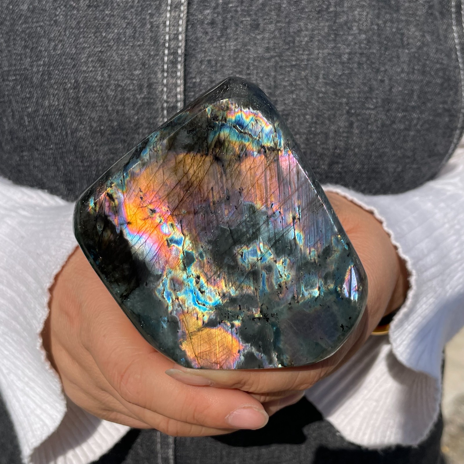 1.16LB Natural Labradorite Crystal gemstone Polish Mineral Specimen Energy A195