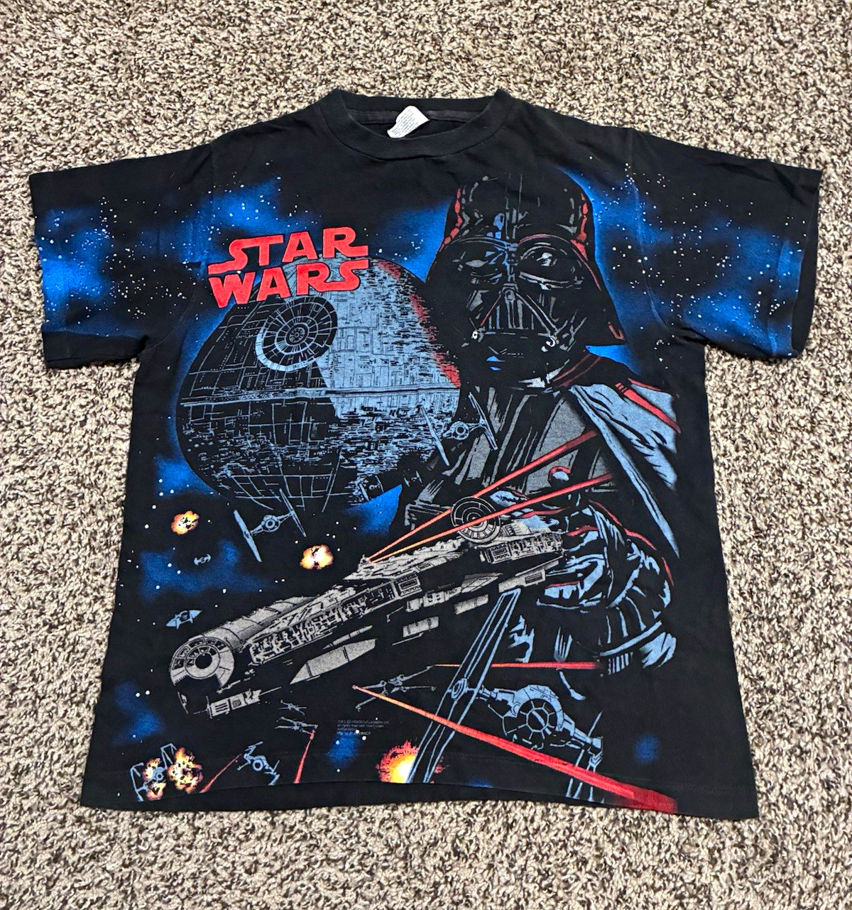 Rare Vintage 1996 In Advance Star Wars Darth Vader Graphic Print Shirt Black XL