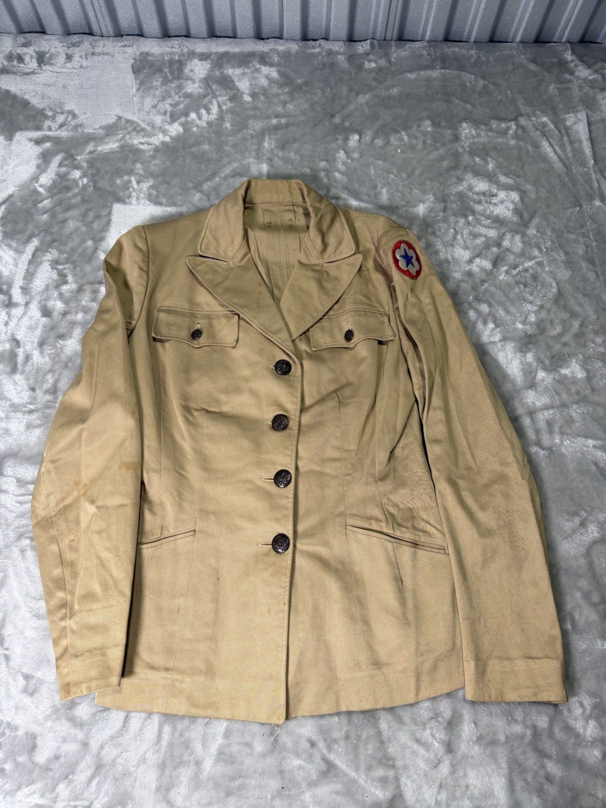 WWII WAC US Army Women's Cotton Khaki Dress Uniform Jacket 1940s