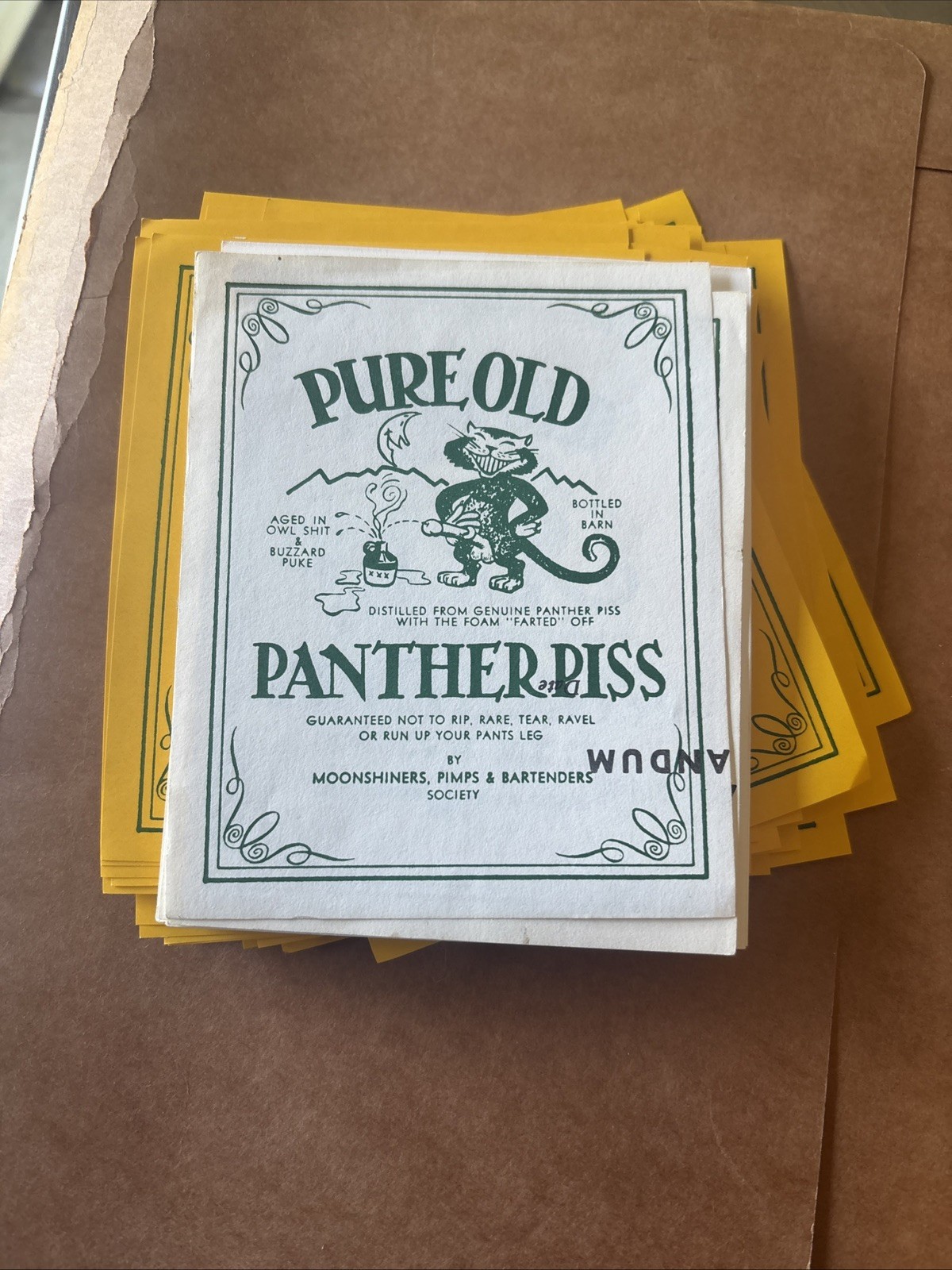 Vintage Pure Old Panther Piss Printer Archive Lot 208 Prints Moonshine Bar Humor