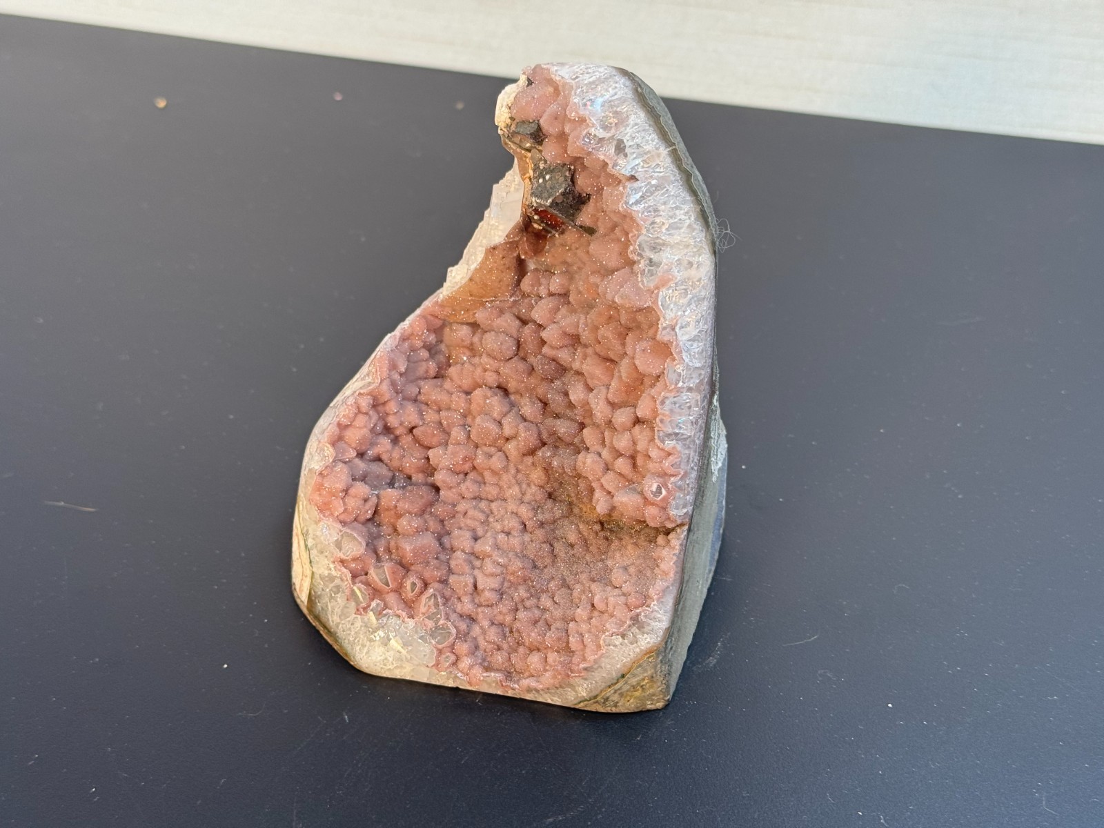 Pink Amethyst Geode Standing Druzy Botryoidal Argentina Crystal Display 1.6 Lbs