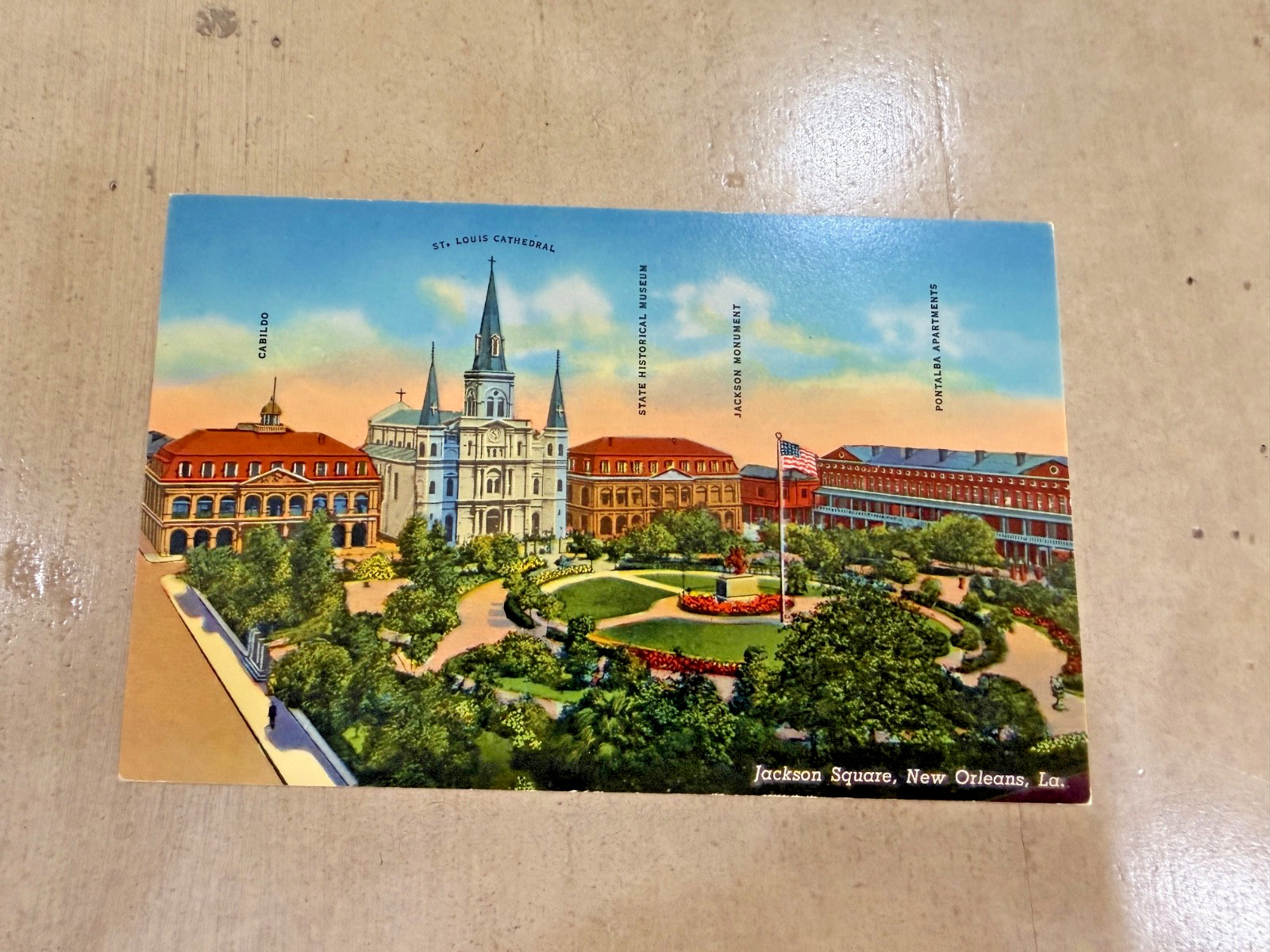 Jackson Square New Orleans La. Vintage Unposted Circa 1943 Linen  Postcard