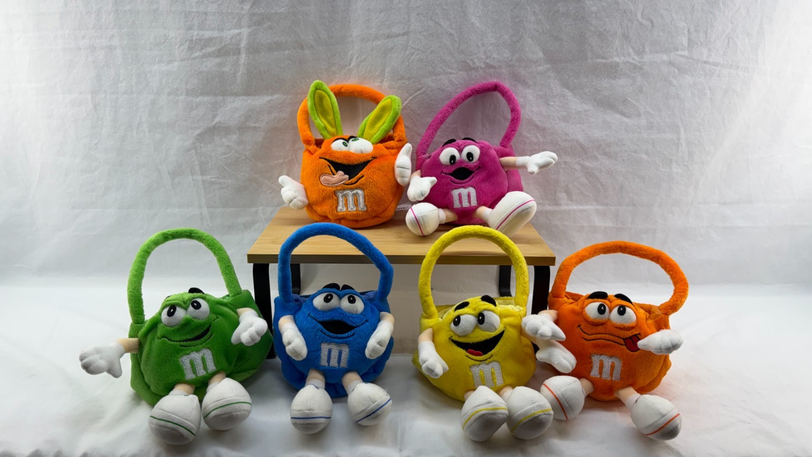 Lot of 6 Vintage M&M Plush Easter Baskets Complete Full Color Set Galerie